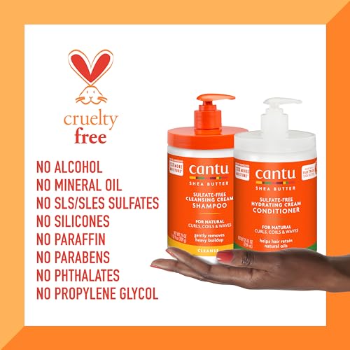 Cantu Shampoo & Conditioner with Shea Butter for Natural Hair, 25 fl oz (Pack of 2)