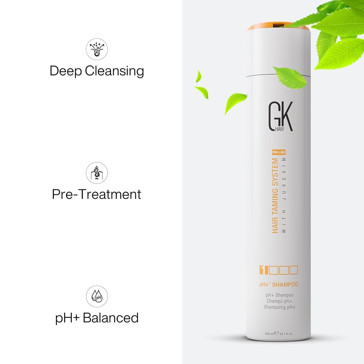 GK HAIR Global Keratin The Best Professional Hair Treatment (300ml/10.1 Fl Oz) - Deep Cleansing pH+ Pre-Treatment Clarifying Shampoo Removes Impurities