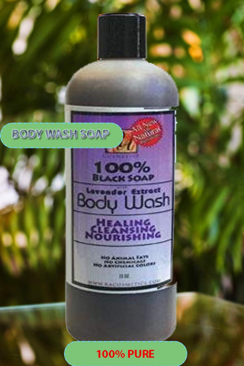 100% Black Soap Body Wash Lavender Scent 13 Fl Oz Ra Cosmetics