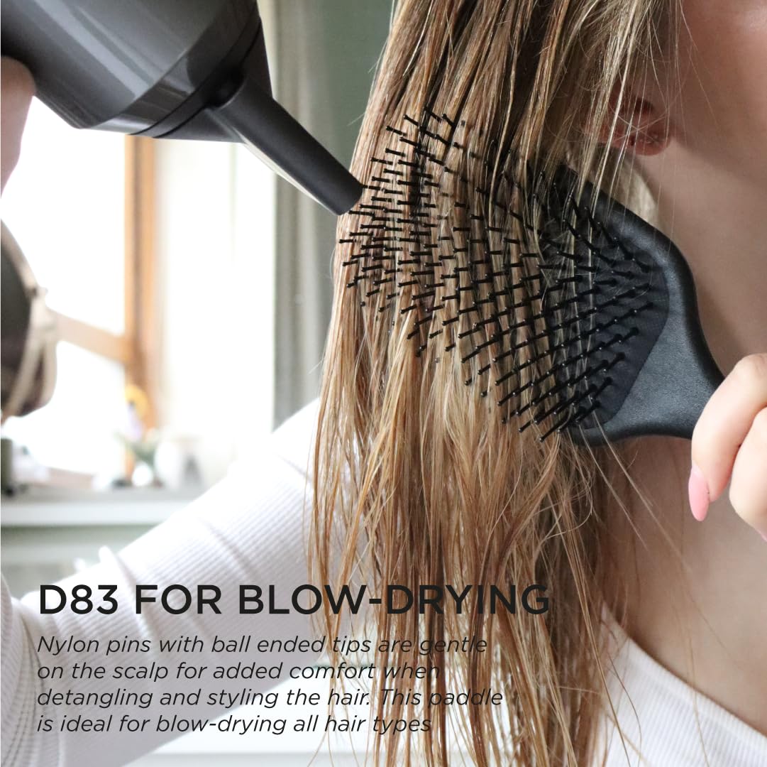 Denman (Black) Large Paddle Cushion Hair Brush for Blow Drying & Detangling - Comfortable Styling, Straightening & Smoothing - For Women and Men, D83