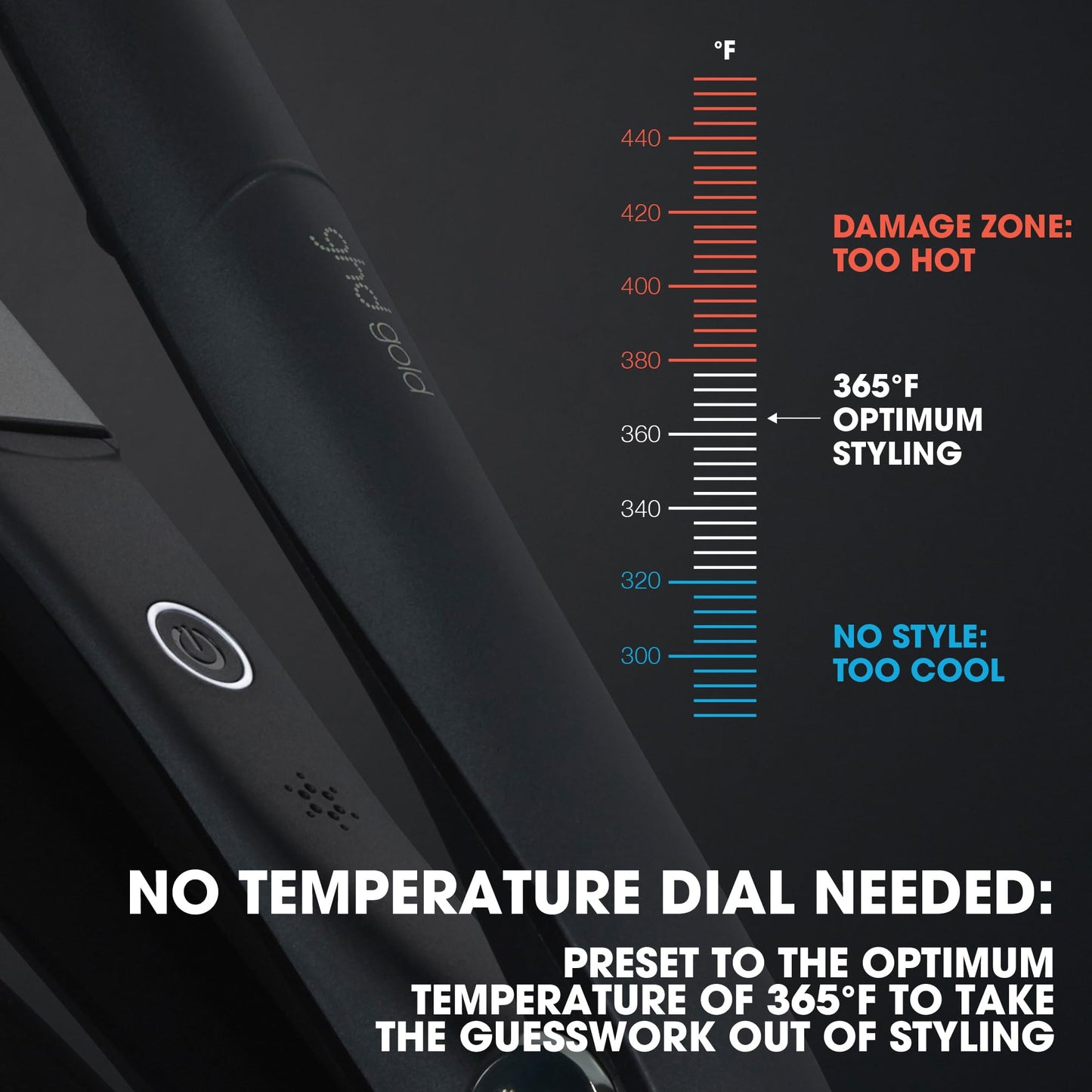ghd Gold Styler ― 1" Flat Iron Hair Straightener, Professional Ceramic Hair Straightening Styling Tool for Stronger Hair & More Color Protection ― Black