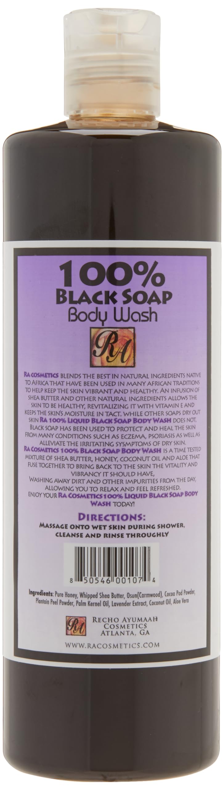100% Black Soap Body Wash Lavender Scent 13 Fl Oz Ra Cosmetics
