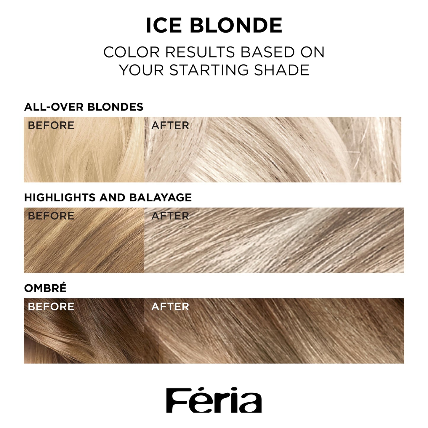 L’Oréal Paris Feria Long-Lasting Anti Brass Power Hair Toner, Ammonia Free Demi Permanent Hair Color, Ice Blonde Hair Toner, 1 Application