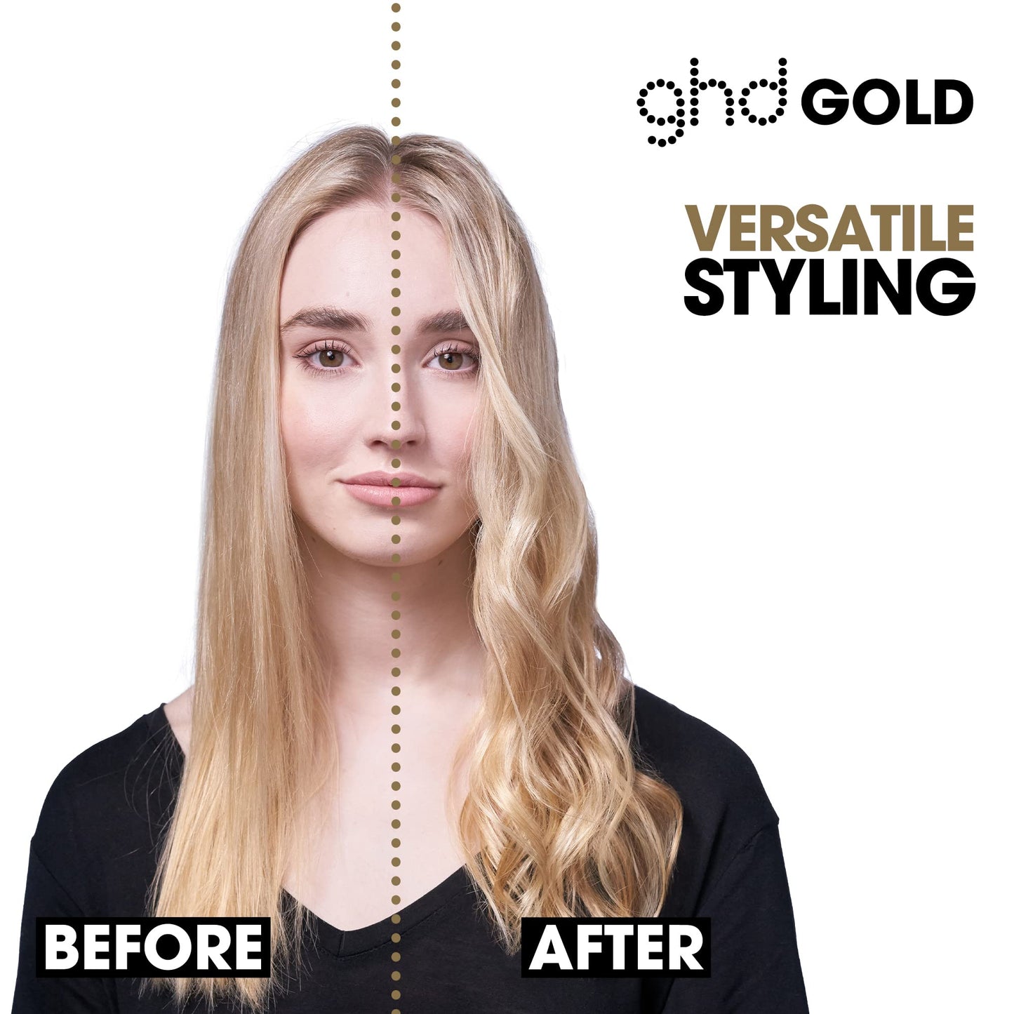 ghd Gold Styler ― 1" Flat Iron Hair Straightener, Professional Ceramic Hair Straightening Styling Tool for Stronger Hair & More Color Protection ― Black