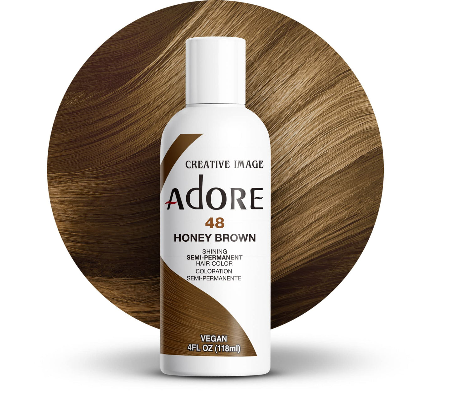 Adore Semi Permanent Hair Color - Vegan and Cruelty-Free Hair Dye - 4 Fl Oz - 048 Honey Brown (Pack of 1)