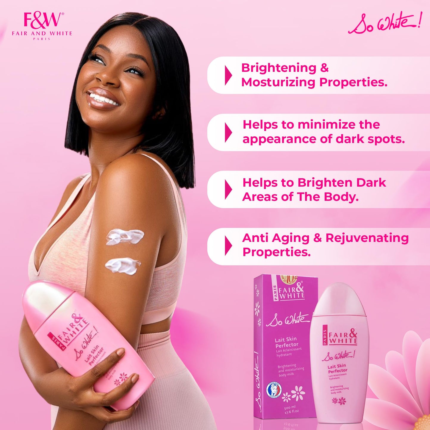 FAIR & WHITE So White, Skin Brightening Lotion - 500 ml / 17.6 Fl oz - Daily Moisturizing Body Lotion