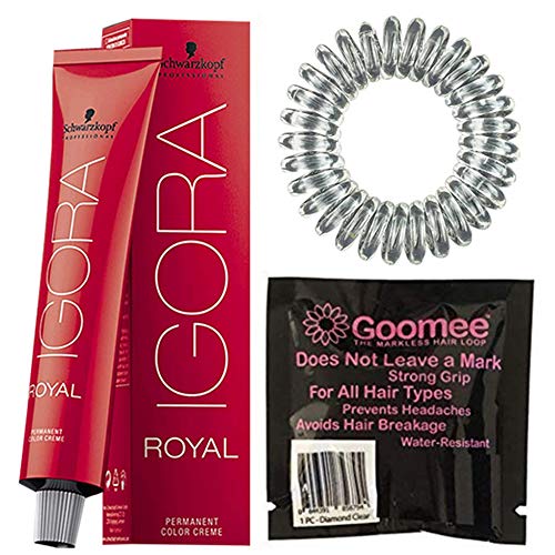 Igora Royal 7-1 Medium Blonde Cendre Permanent Hair Color and Goomee Hair Loop Single Diamond Clear (Bundle 2 items)
